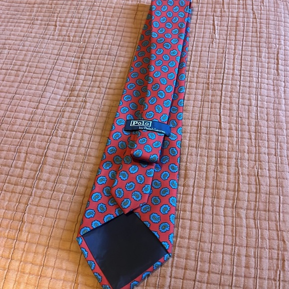 Polo by Ralph Lauren Red Pattered Tie - Picture 2 of 2